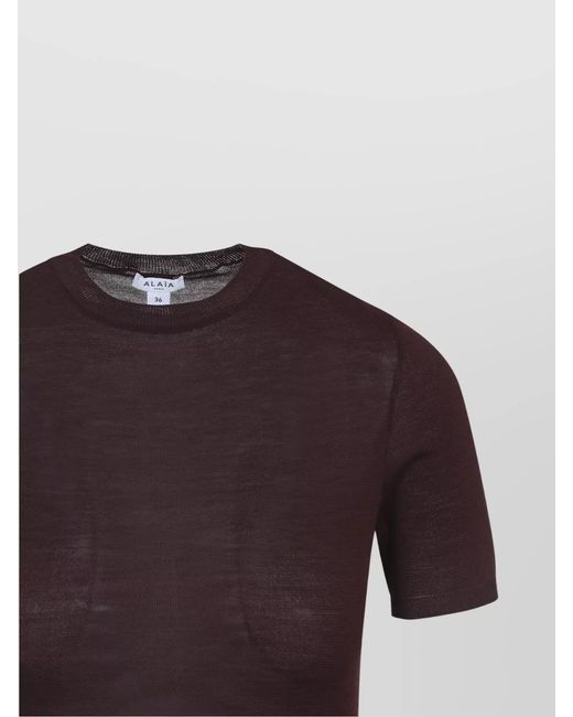 Alaïa Purple Wool And Silk Slim-Fit Short-Sleeve Bodysuit