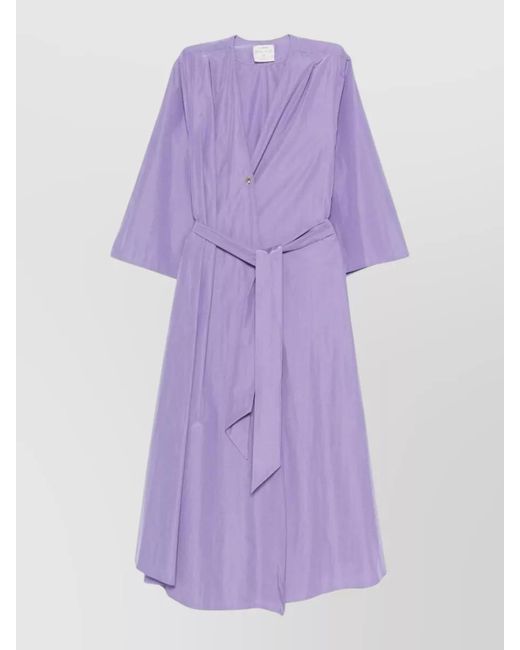 Forte_forte Purple Belted V-Neck Wrap Midi Dress