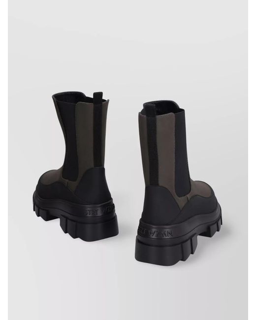 Stuart Weitzman Black Technical Fabric Chelsea Boots