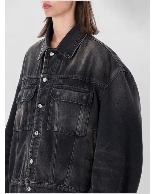 Haikure Black Denim Jacket Zip Front Side Zippers