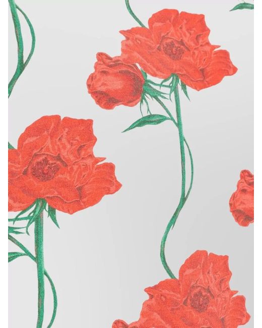 KENZO White Silk Floral Short Sleeve Crew Neck T Shirt for men