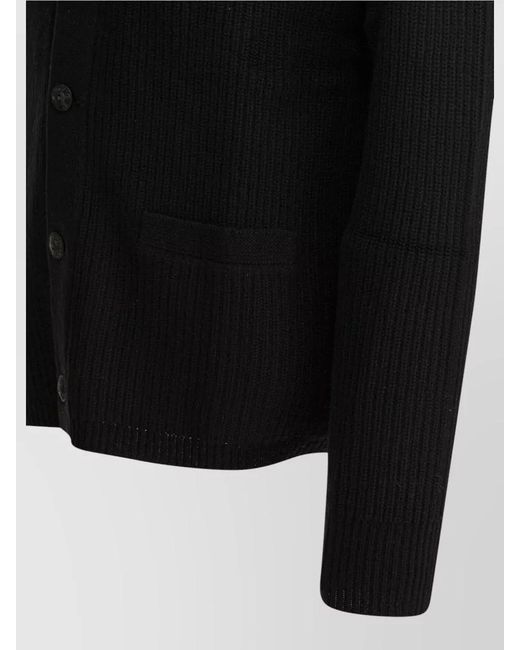 RRL Black Cashmere Cardigan Shawl Collar Ribbed Texture Pockets for men