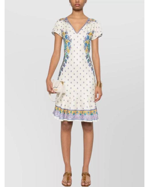 Etro White Silk Knee-Length Dress