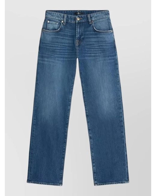 7 For All Mankind Blue Calie Straight Leg Explorer Denim Trousers