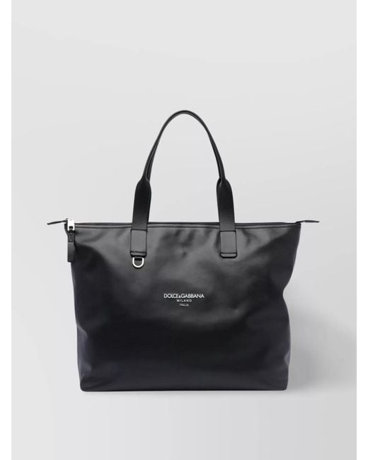 Dolce & Gabbana Black Leather Medium Tote Bag for men