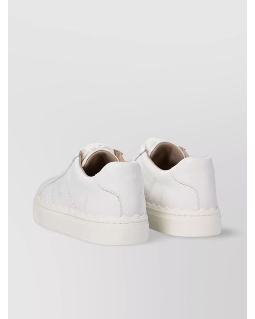Chloé Natural Scalloped Edge Rubber Sole Sneakers