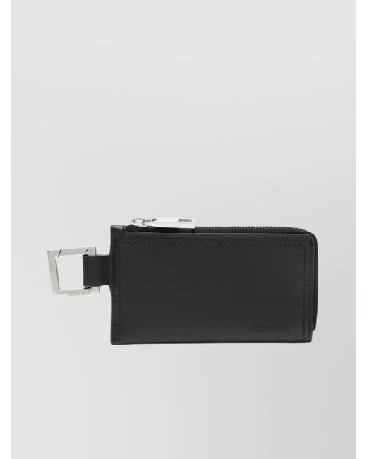 Jacquemus Black Leather Keychain Wallet for men