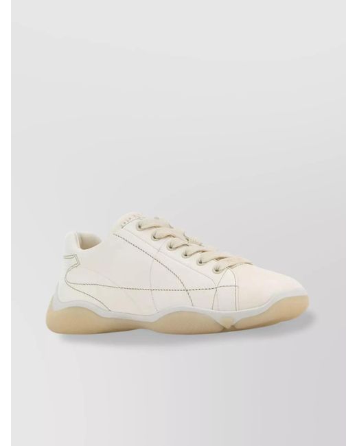 Prada White Leather Low-Top Sneakers