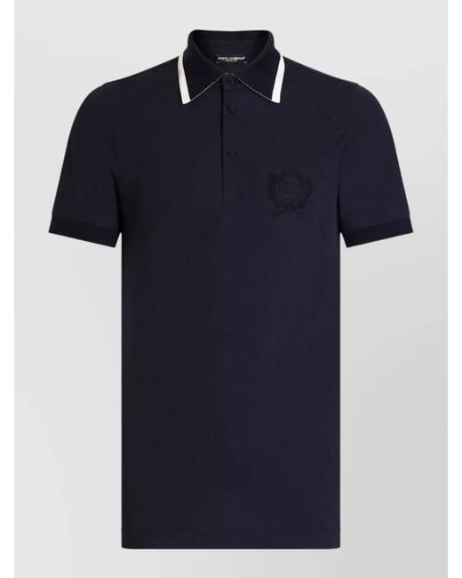 Dolce & Gabbana Blue Polo Shirt Contrast Trim Silk Nylon for men
