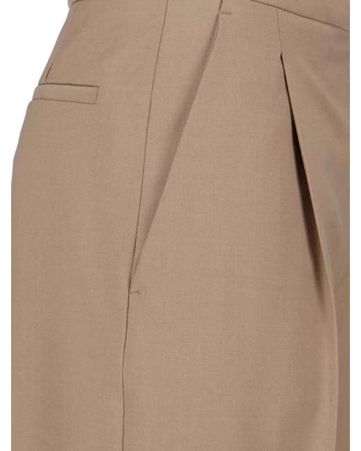 Lardini White Straight Trousers Back Pockets Pleated Design
