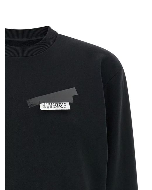MM6 by Maison Margiela Black Cotton Logo-Patch Sweatshirt
