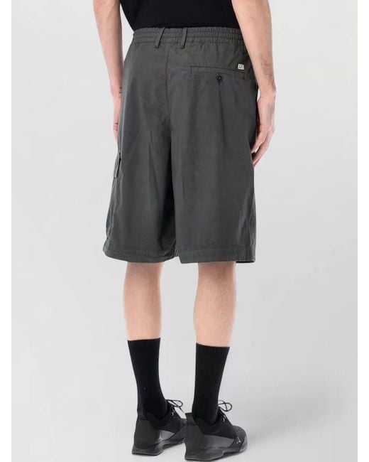 C P Company Gray Cotton Boxy Cargo Shorts for men