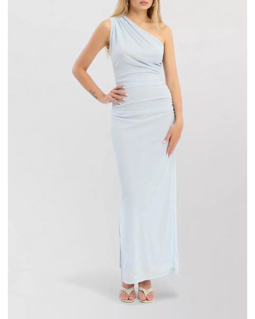 ROTATE BIRGER CHRISTENSEN White Draped One-Shoulder Maxi Dress