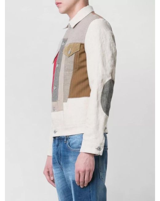 Junya Watanabe White Patchwork Jacket Long Sleeves Chest Pockets for men