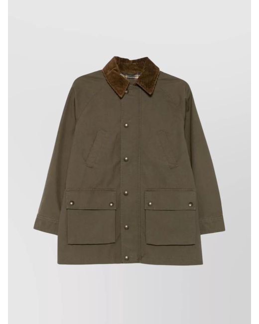 Polo Ralph Lauren Green Cotton Workwear Jacket Corduroy Collar Front Pockets