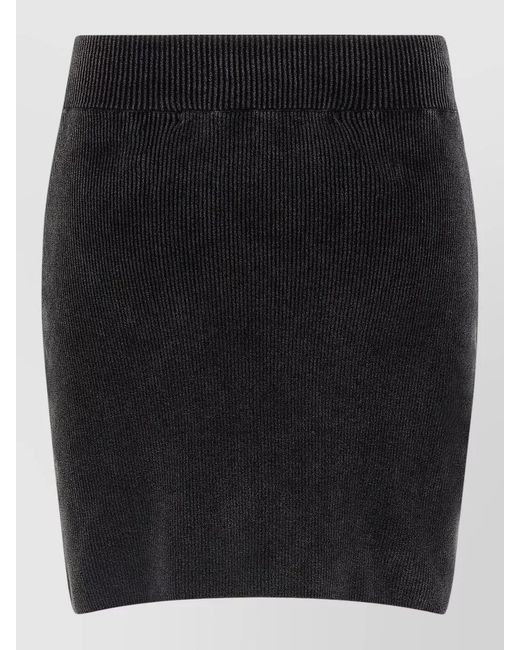 Alexander Wang Black Chenille Skirt Elastic Waistband Ribbed Texture