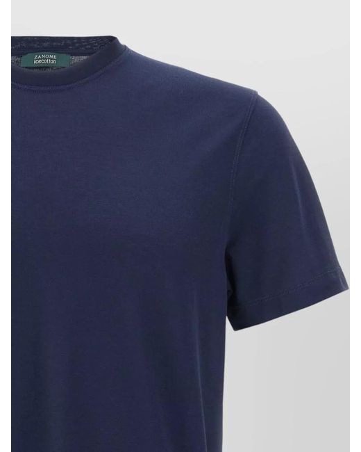 Zanone Blue Ice Cotton Short Sleeve Crew Neck T-Shirt for men
