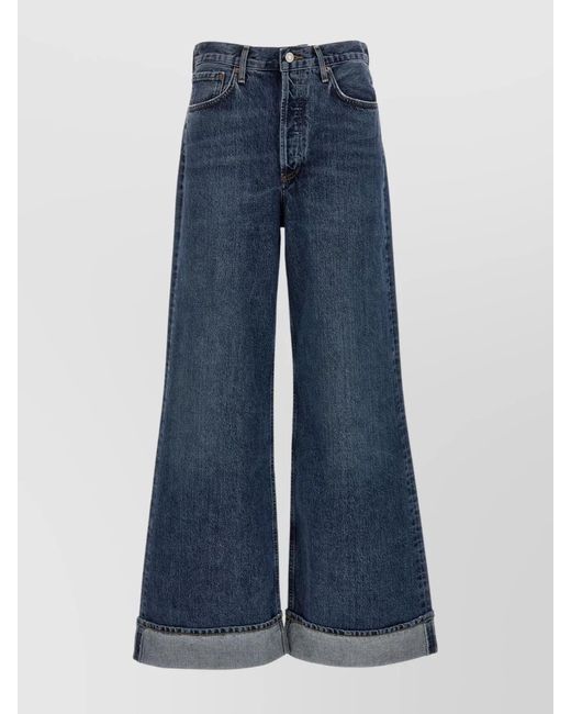 Agolde Blue Denim Wide-Leg Trousers