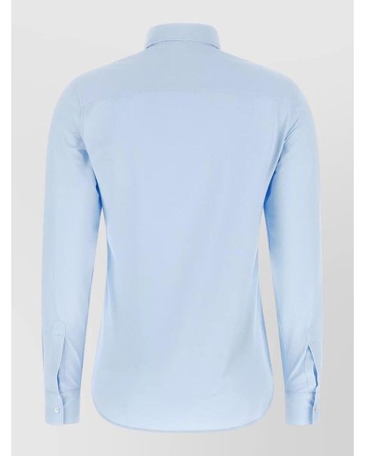Xacus Blue Pina Shirt Active Line Curved Hem Long Sleeves