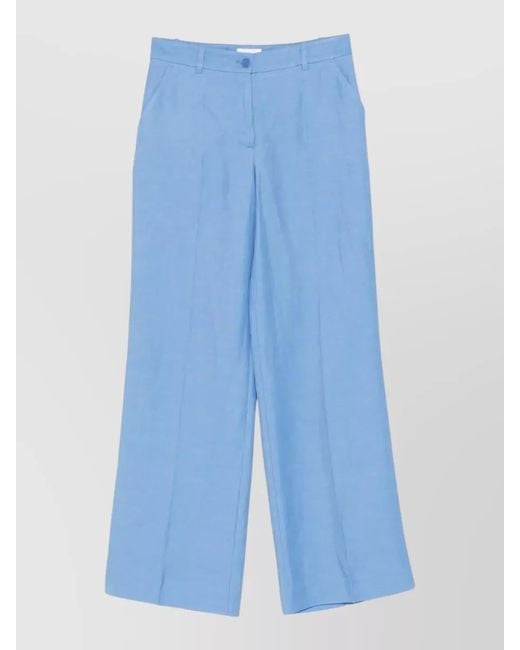 P.A.R.O.S.H. Blue Tailored Pants Belt Loops And Pockets