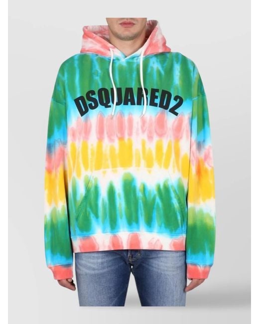 DSquared² Multicolor Tie-Dye Logo Cotton Hoodie for men