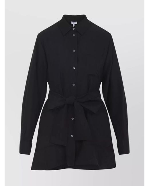 Loewe Blue Cotton Leather Belted Shirt