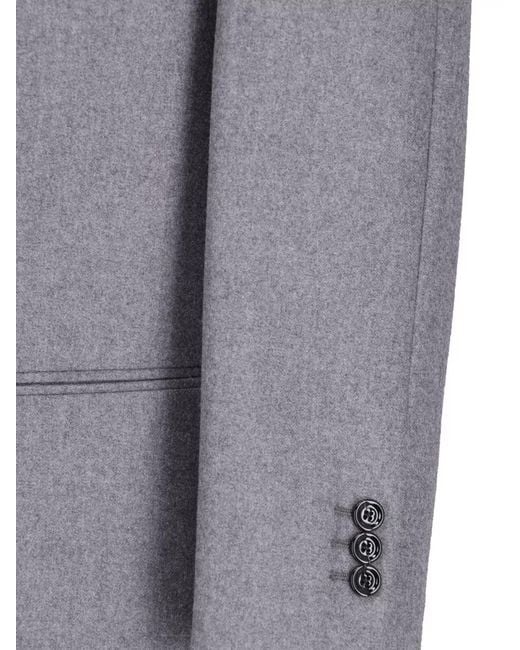 Lardini Gray Single Breasted Blazer Front Pockets Notch Lapel