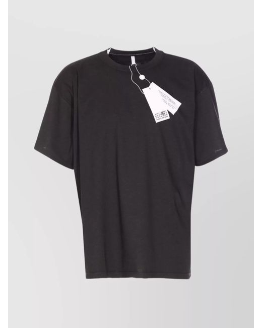 MM6 by Maison Margiela Black Cotton Printed Short-Sleeve T-Shirt for men