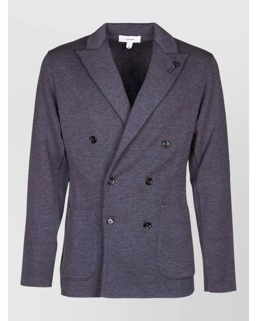 Lardini Blue Casual Double Breasted Knit Jacket for men