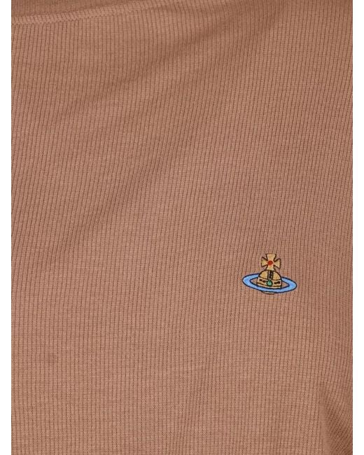 Vivienne Westwood Brown Knit Top Long Sleeves Off Shoulder