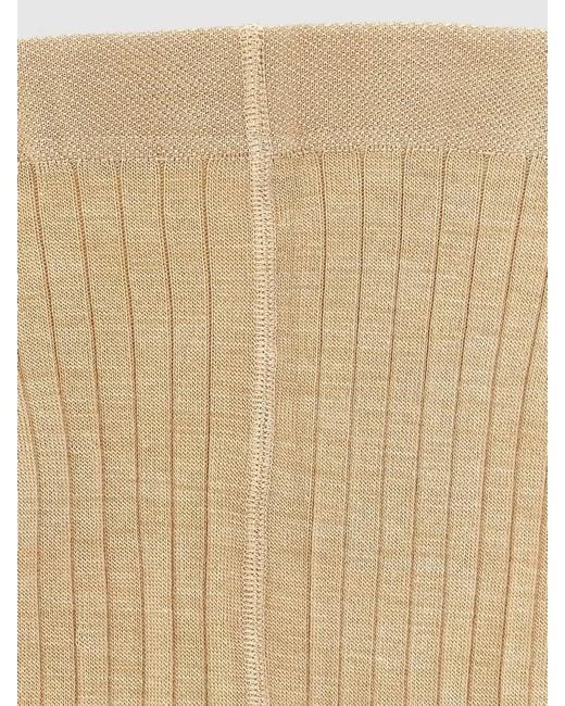 Jil Sander Natural Sheer Ribbed Tights Breathable Waistband Design