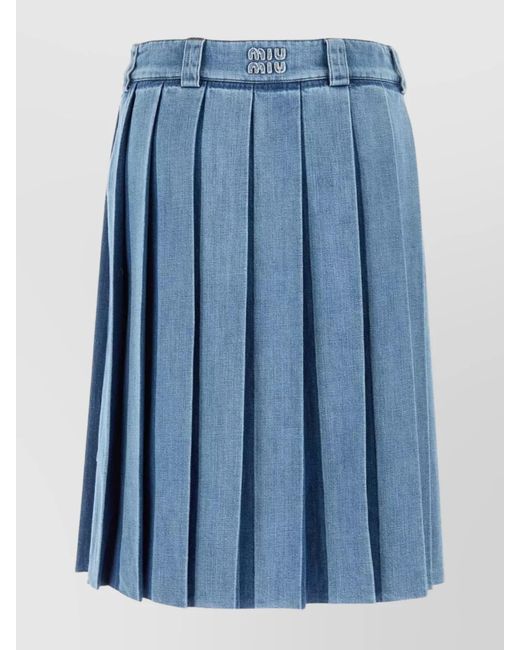 Miu Miu Blue Denim Pleated Skirt