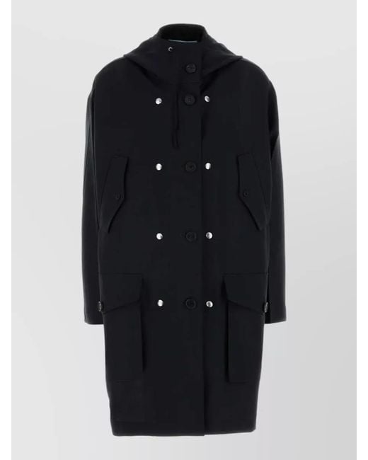 Prada Blue Mohair Virgin Wool Double Breasted Coat