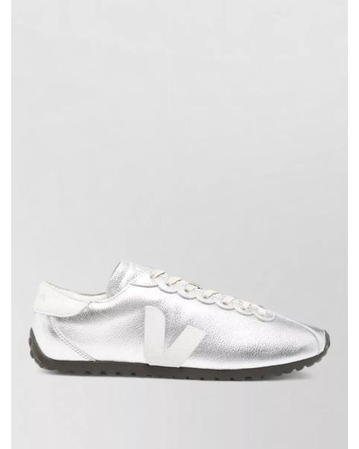 Veja White Lace Up Low Profile Shoes Rubber Sole