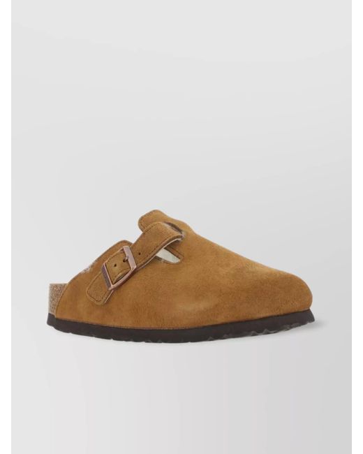 Birkenstock Brown Shearling Suede Slippers