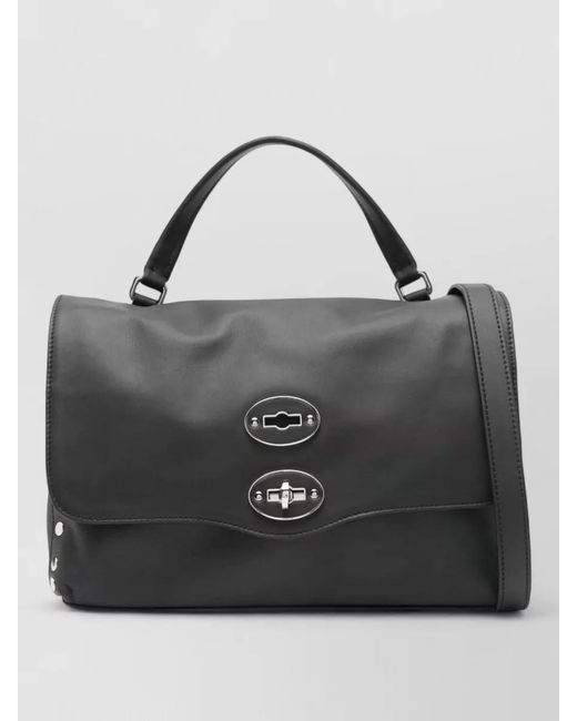 Zanellato Black Postina Saeta Small Leather Shoulder Bag