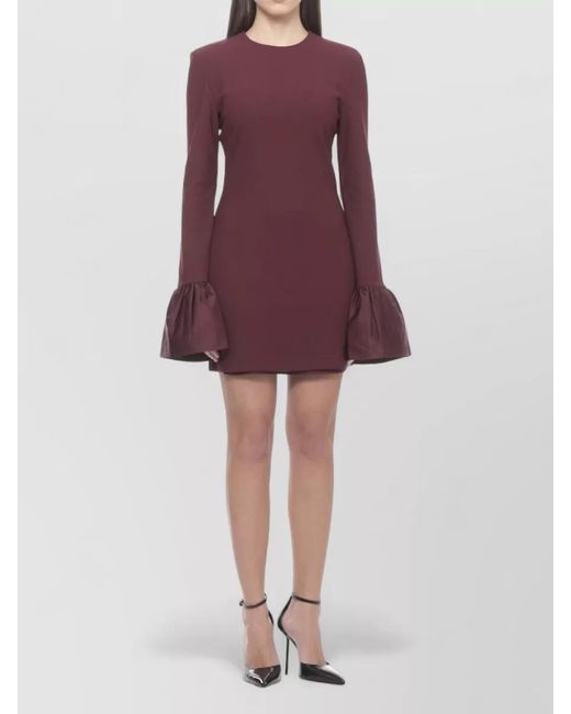 ROTATE BIRGER CHRISTENSEN Purple Long-Sleeve Round-Neck Mini Dress