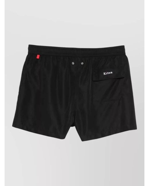 Kiton Black Printed Swim Shorts for men