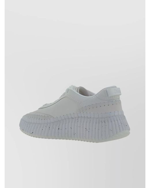 Chloé Gray Leather Low-Top Sneakers