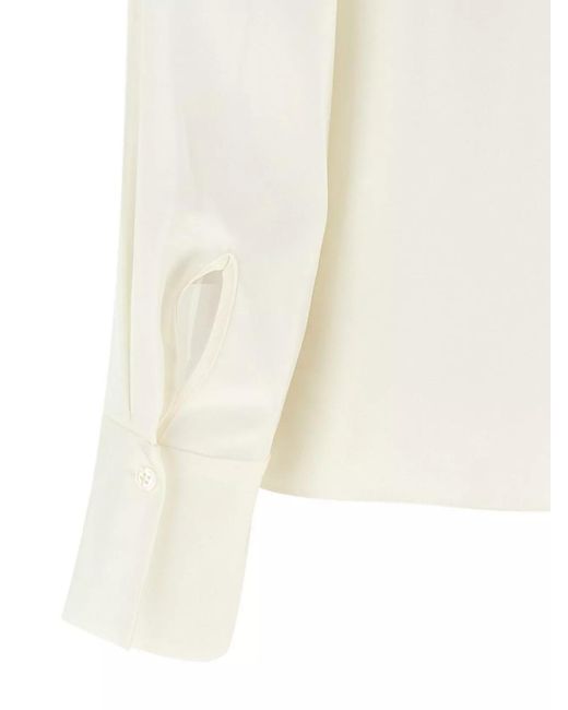 Theory White Silk Relaxed-Fit Blouse