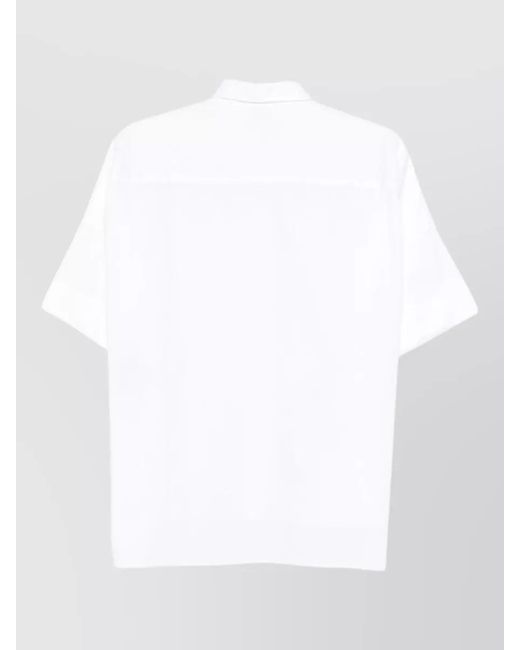 Fay White Cotton Lace Short-Sleeve Shirt