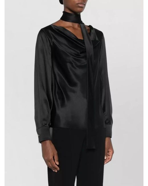 Max Mara Black Silk Neck Scarf Blouse
