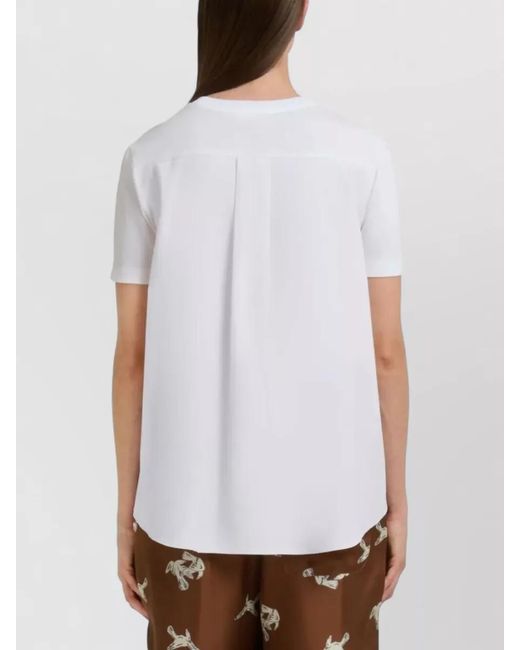Marni White Cotton T Shirt Logo Embroidery Chest Pocket