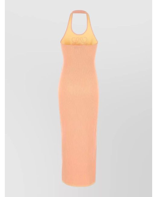 Loewe White Cotton Blend Beach Dress Fitted Maxi