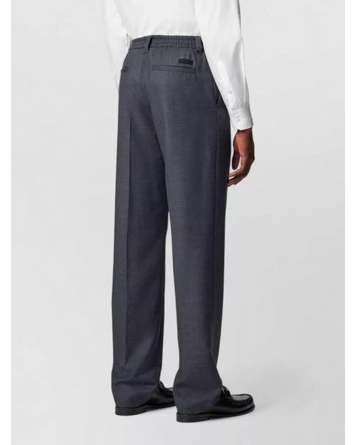Versace Blue Wool Straight-Leg Trousers for men