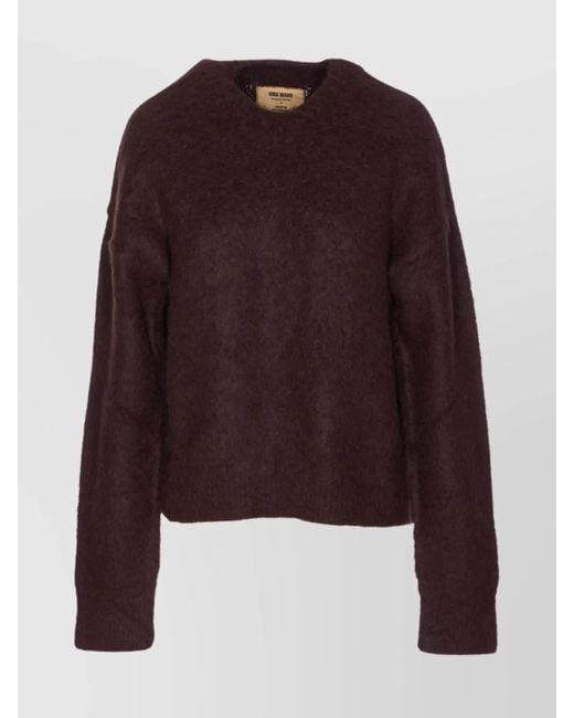 Uma Wang Women's Brown Crewneck Knitwear Textured Fabric