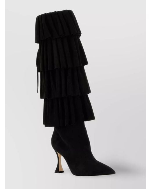 Manolo Blahnik Black Suede Leather Boots
