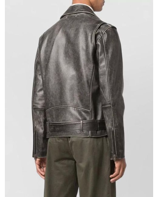 Golden Goose Deluxe Brand Gray Leather Biker Jacket for men