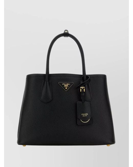 Prada Black Double Saffiano Small Leather Shoulder Bag