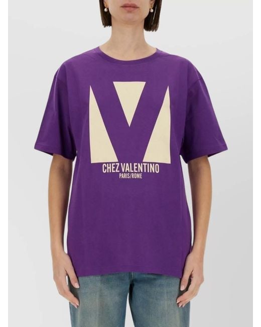 Valentino Purple Printed Cotton T-Shirt